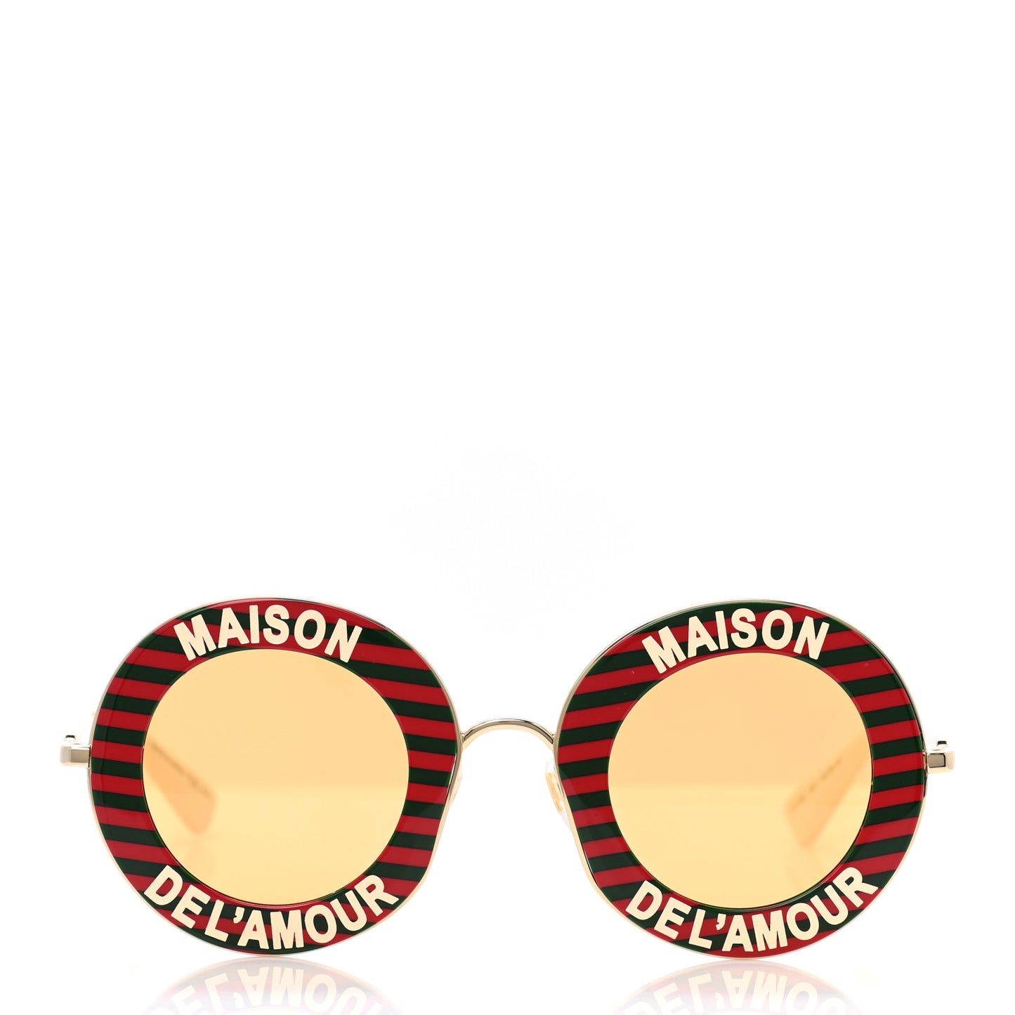 Metal Acetate Striped Maison Del'Amour Round Frame Sunglasses GG0113S Red Green