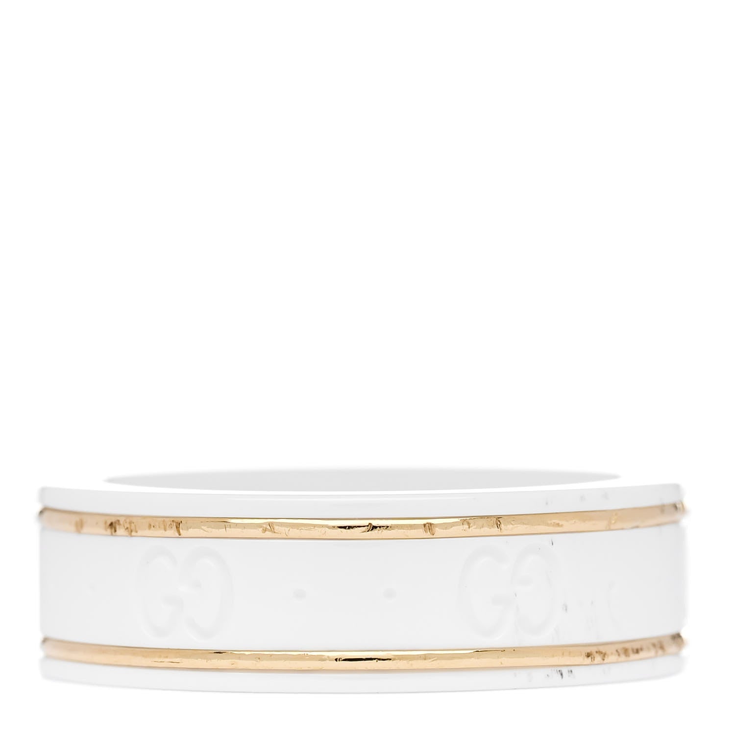 Gucci 18K Yellow Gold Zirconia 7mm Icon Band Ring 59 8.75 White 3 of 7