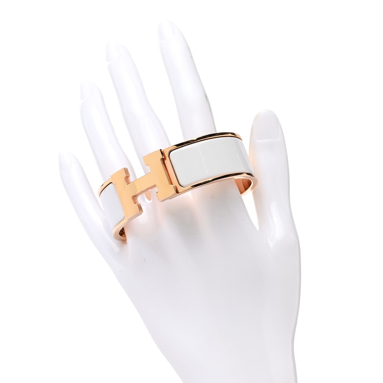 Hermes Enamel Wide Clic Clac H Bracelet PM White 2 of 5