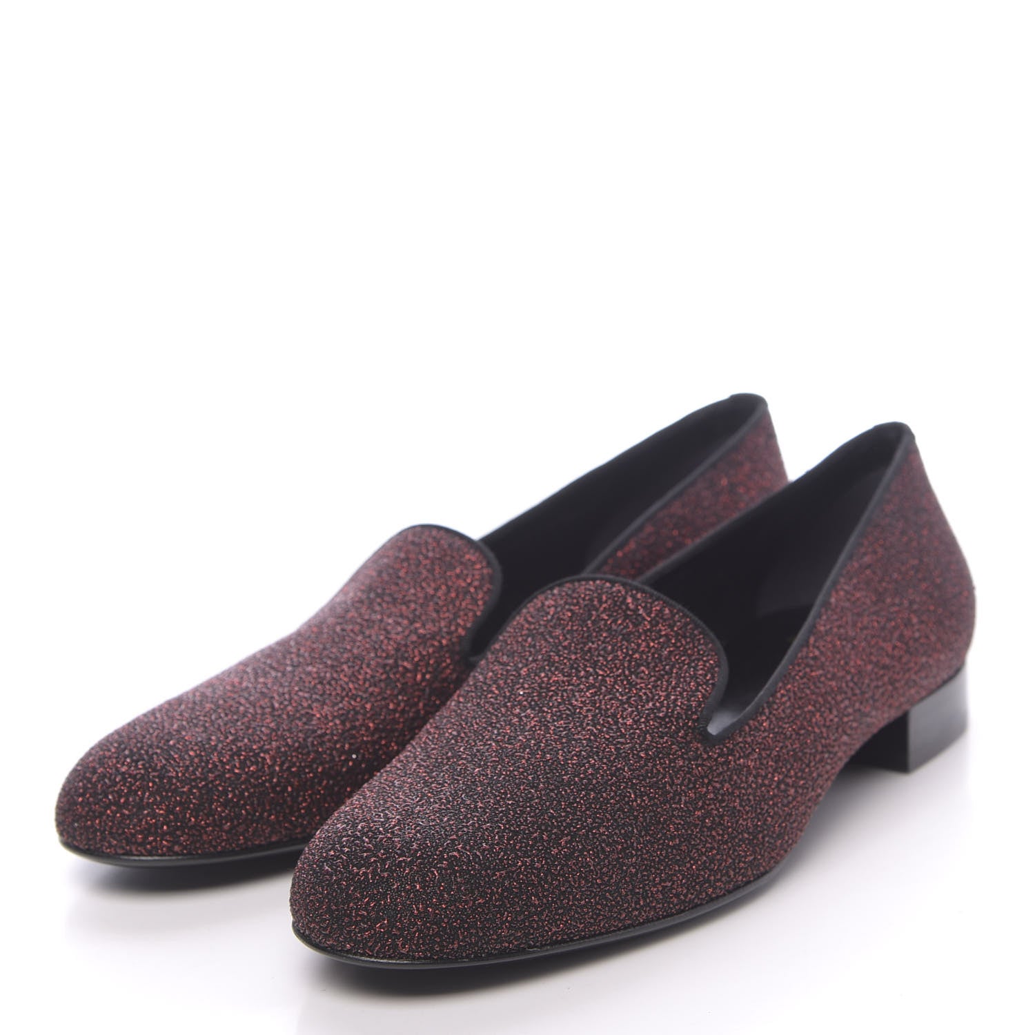 Saint Laurent Metallic Calfskin Smoking Slipper Flat Loafers 37.5 Red Glitter 3 of 8