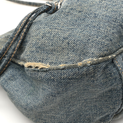 Balenciaga Washed Frayed Denim Crystal Small Le Cagole Shoulder Bag Blue 14 of 15