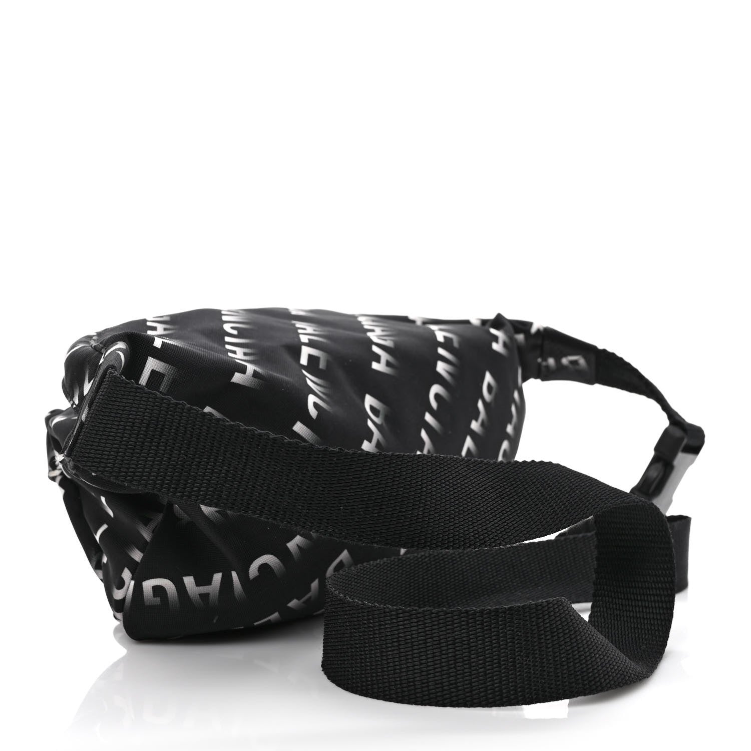 Balenciaga Recycled Sport Nylon Allover Gradient Logo Wheel Beltpack Black White 3 of 9
