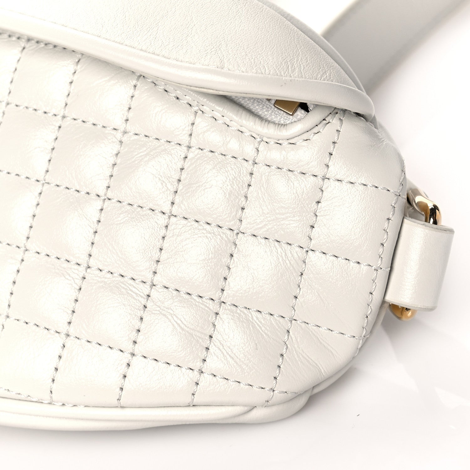 Celine Calfskin Quilted C Charm Belt Bag White 9 of 9