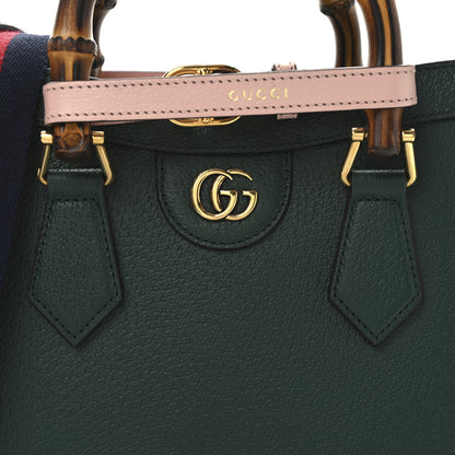 Gucci Textured Dollar Calfskin Web Small Diana Tote Bag Green 7 of 9