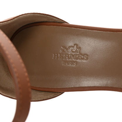 Hermes Calfskin Legend Wedge Sandals 39 Gold 8 of 10