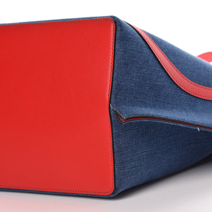 Valentino Garavani Denim Large Escape Tote Blue Red 11 of 13