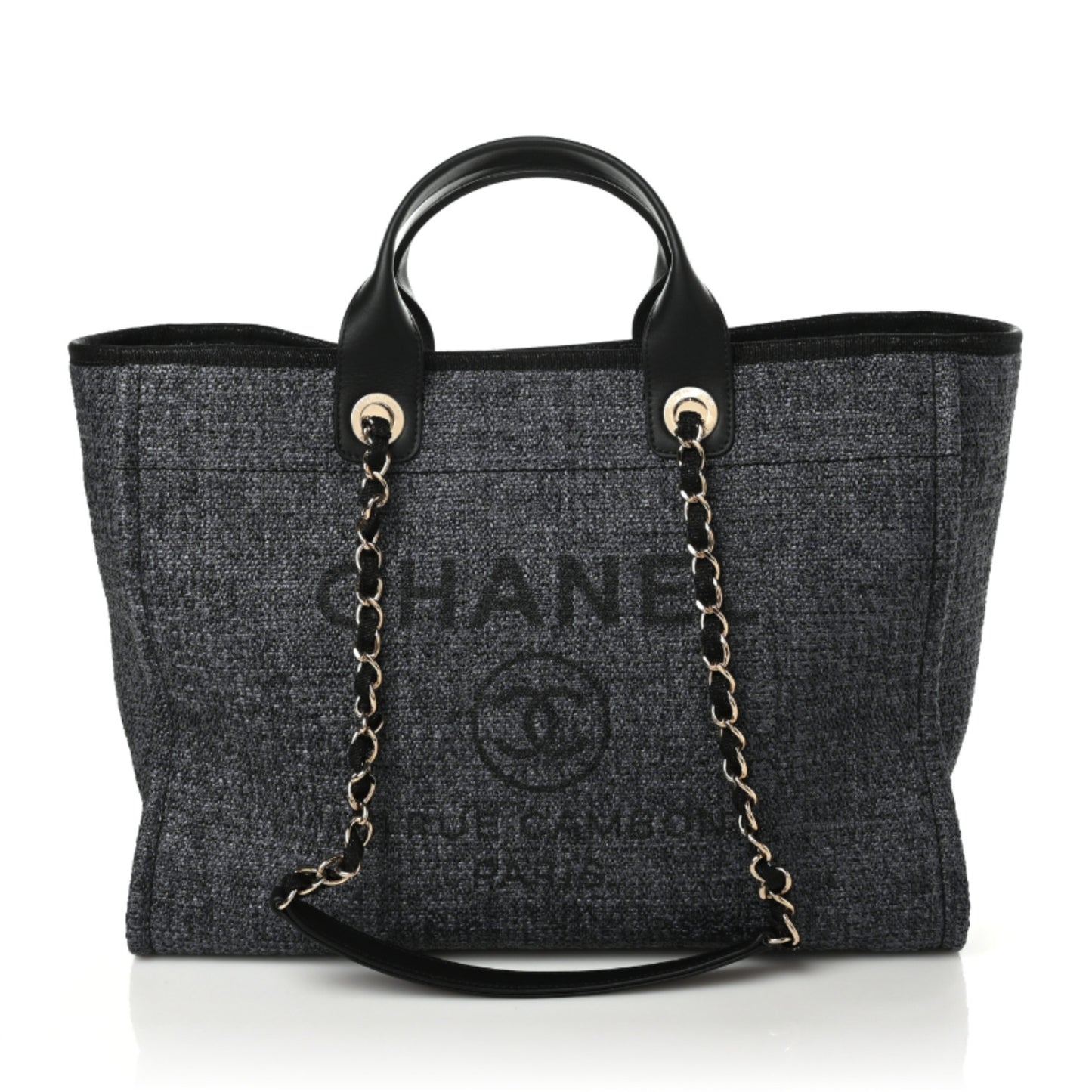 Lurex Boucle Medium Deauville Tote Black