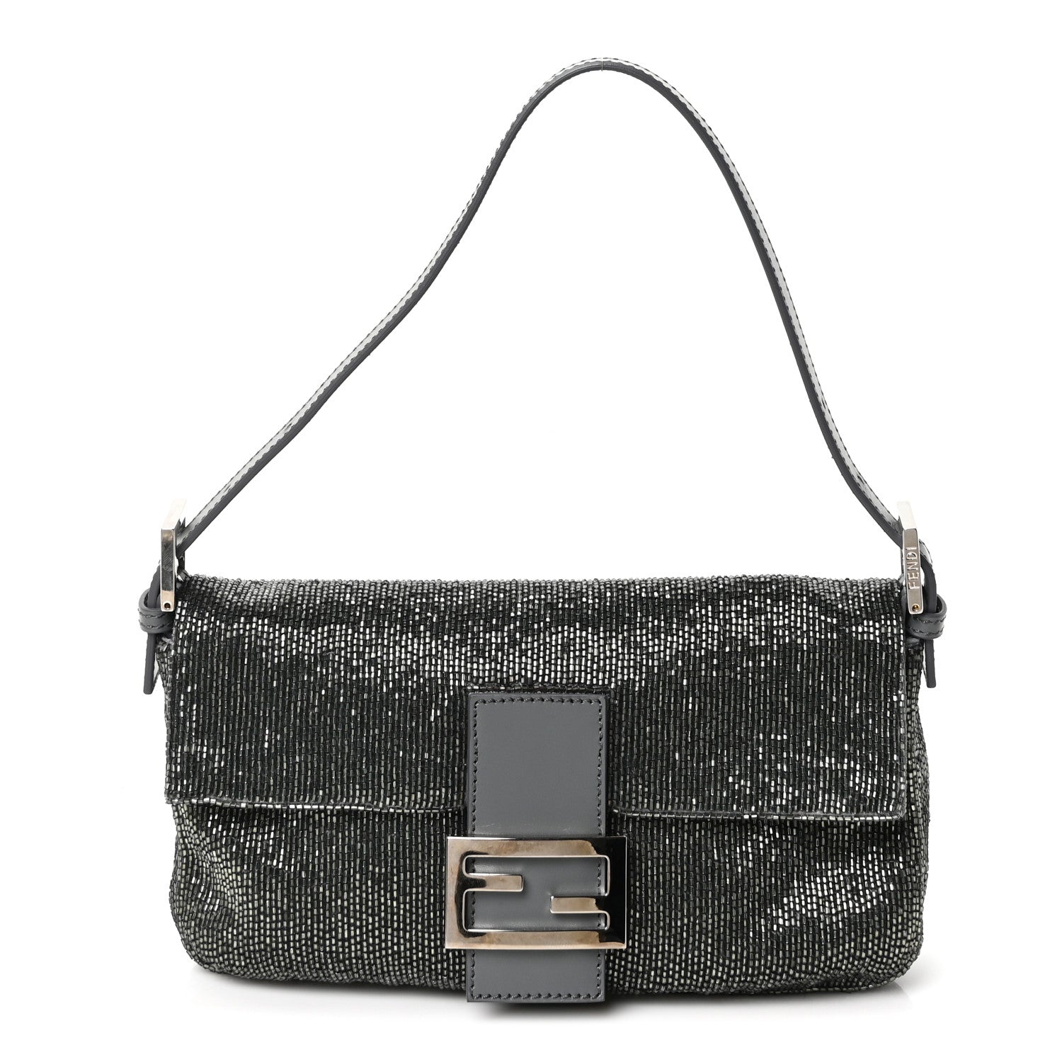 Fendi Sequin Beaded Baguette Grey 1 of 10