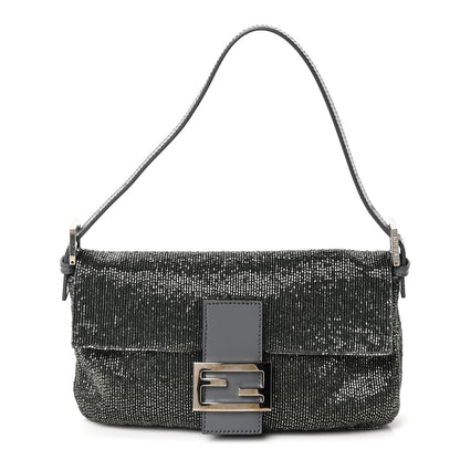 Fendi Sequin Beaded Baguette Grey 1 of 10
