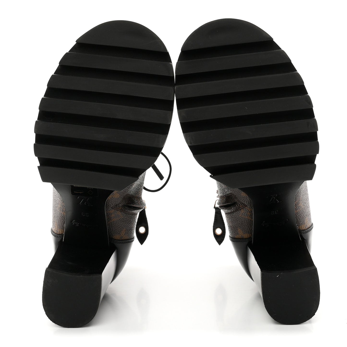 Patent Calfskin Monogram Star Trail Ankle Boots 39 Black