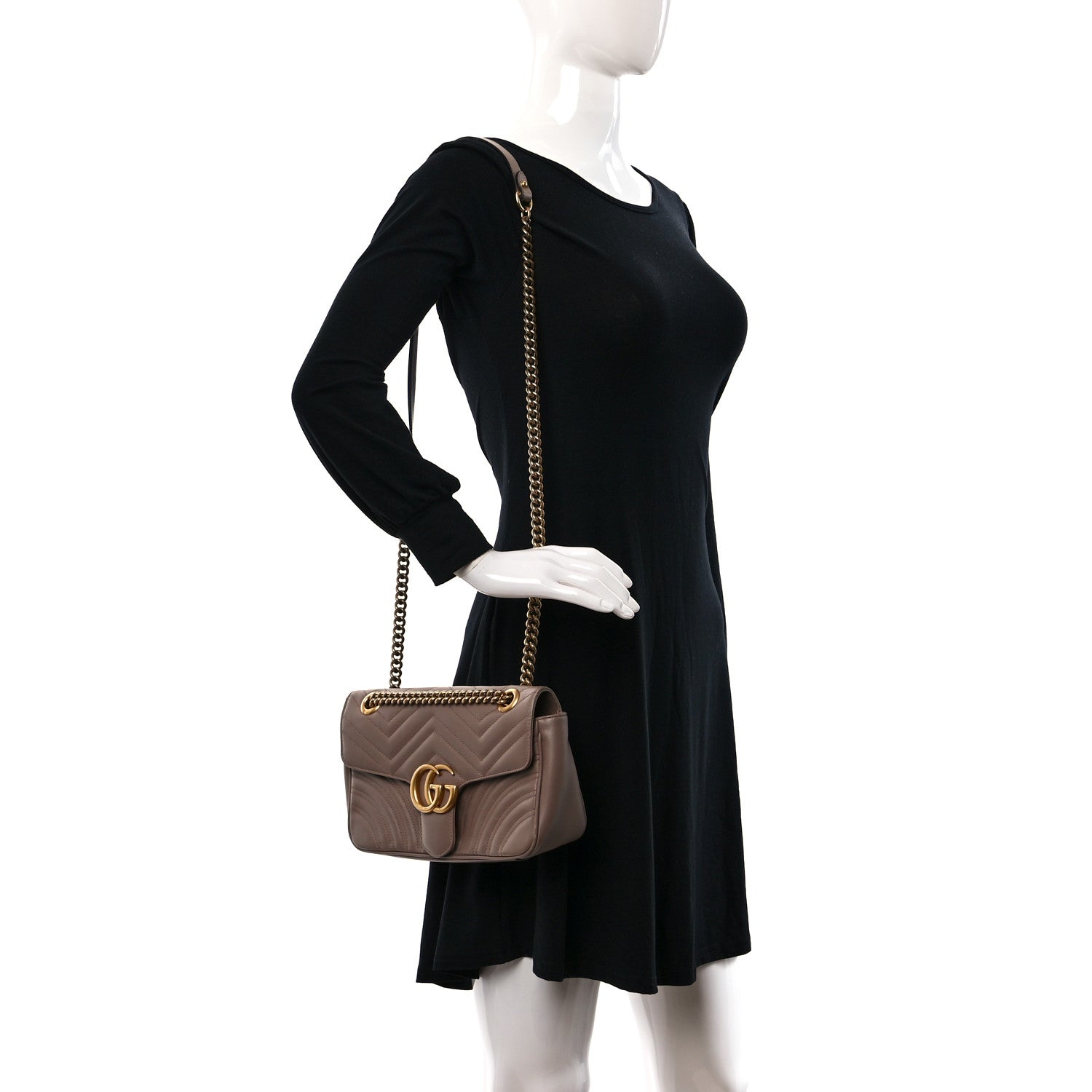 Gucci Calfskin Matelasse Small GG Marmont Shoulder Bag Porcelain Rose 2 of 9