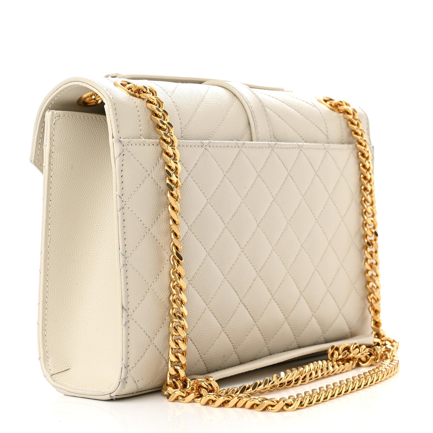 Grain De Poudre Textured Mixed Matelasse Medium Triquilt Monogram Satchel Crema Soft