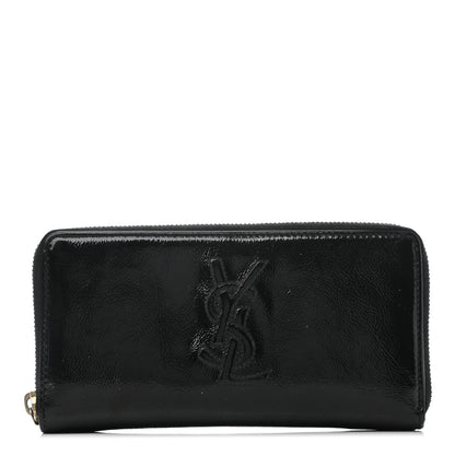 Saint Laurent Textured Patent Monogram Belle De Jour Zip Around Wallet Black 1 of 9