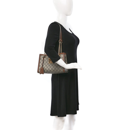 Gucci GG Supreme Monogram Calfskin Small Padlock Tote Beige Ebony Tuscany 3 of 9