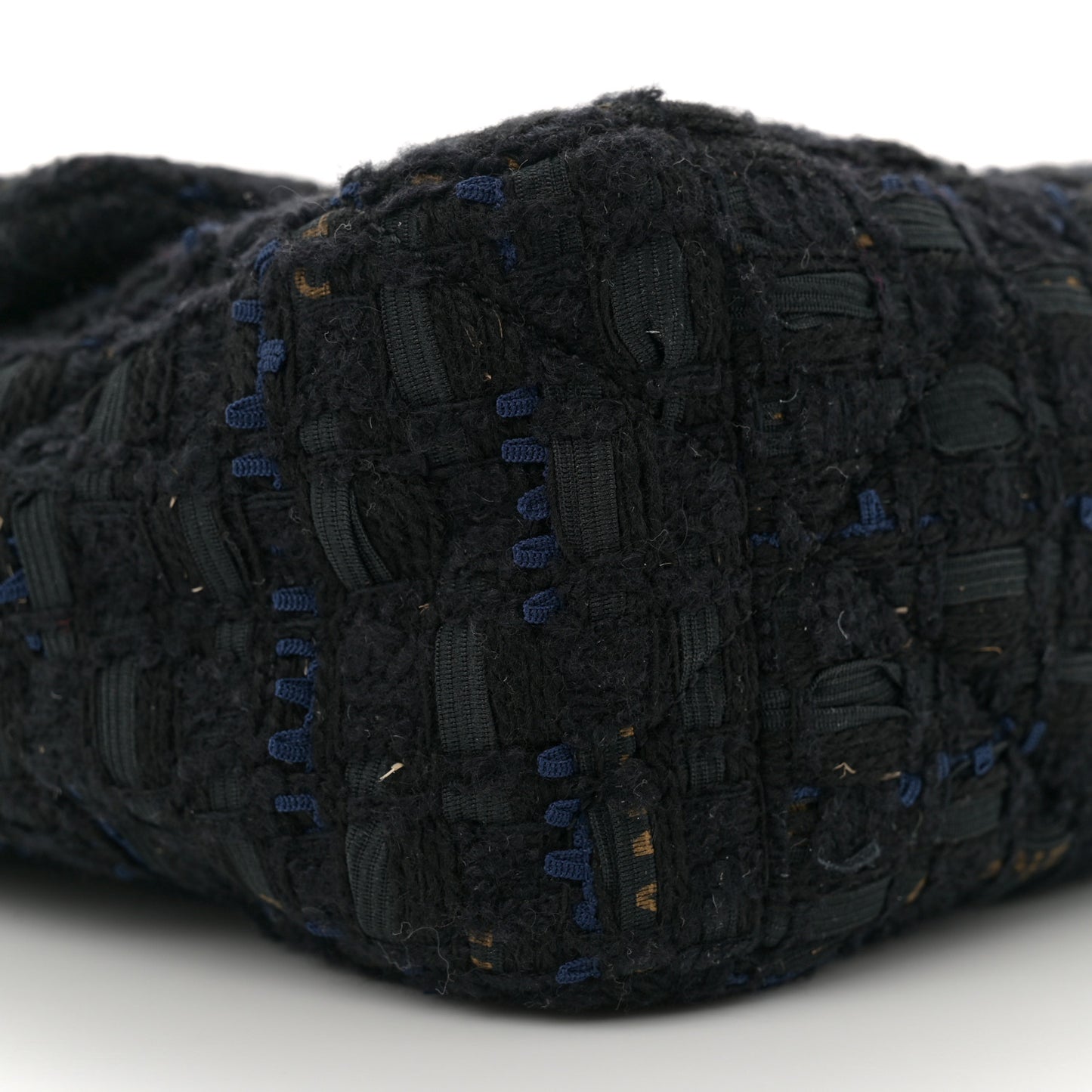 Tweed Quilted Large Chanel 19 Flap Black Navy Gold
