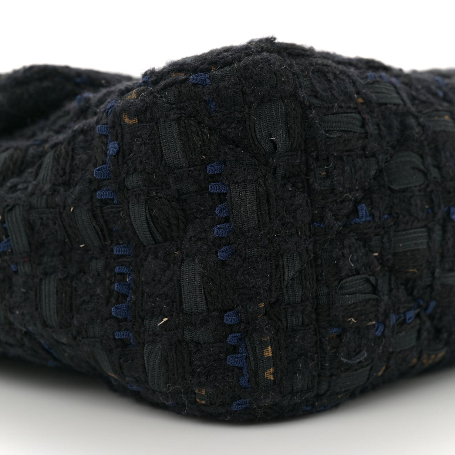 Chanel Tweed Quilted Large Chanel 19 Flap Black Navy Gold 9 of 12