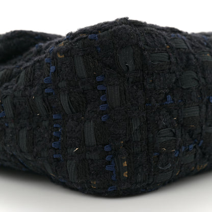 Chanel Tweed Quilted Large Chanel 19 Flap Black Navy Gold 9 of 12