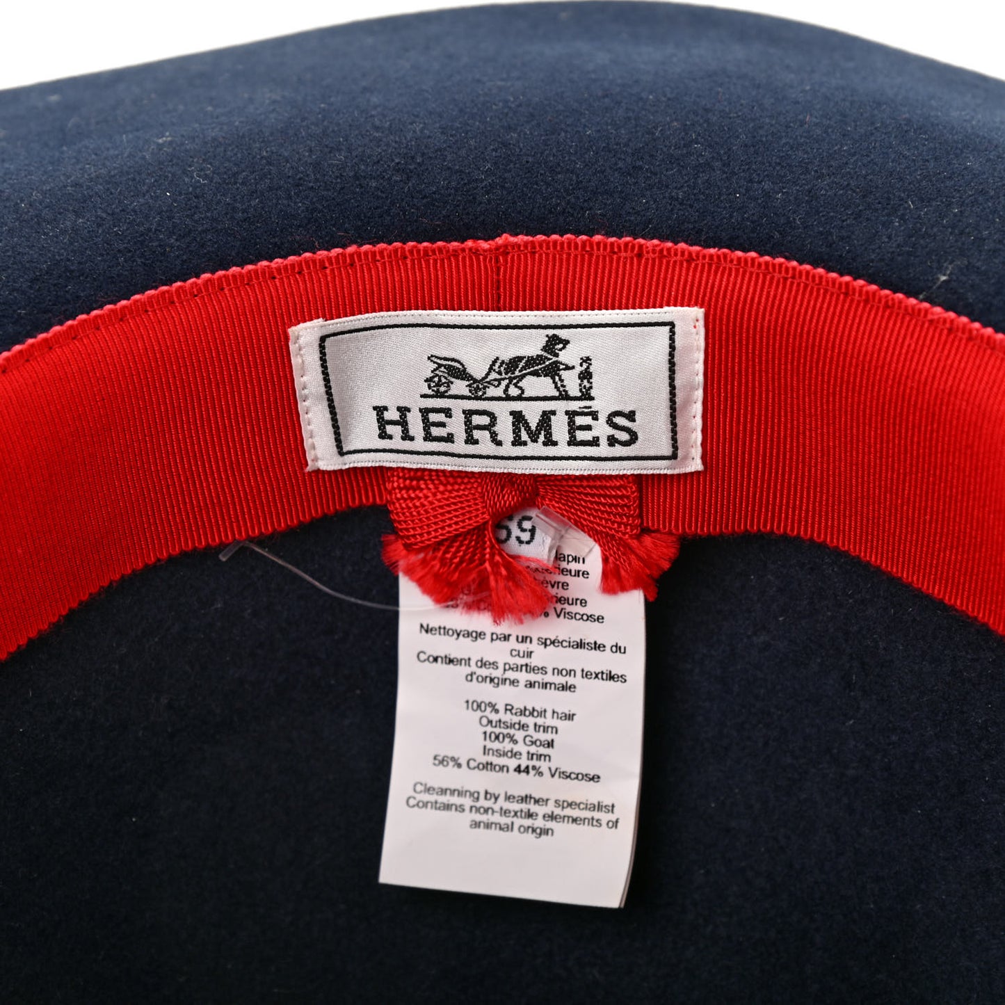 Rabbit Felt Lambskin Vicky Hat 59 Bleu Nuit