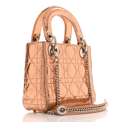 Christian Dior Metallic Cannage Mini Lady Dior Pink 3 of 10