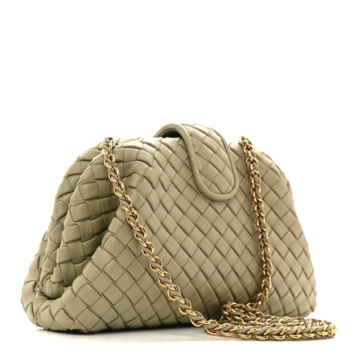 Nappa Intrecciato Small The Lauren 1980 Clutch With Chain Travertine