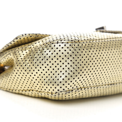 Chanel Metallic Crackled Calfskin Perforated Large Drill Flap Gold 8 of 10