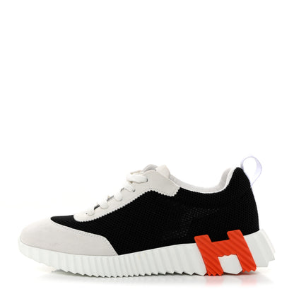 Hermes Air Mesh Suede Goatskin Bouncing Sneakers 38.5 Black Orange 1 of 9