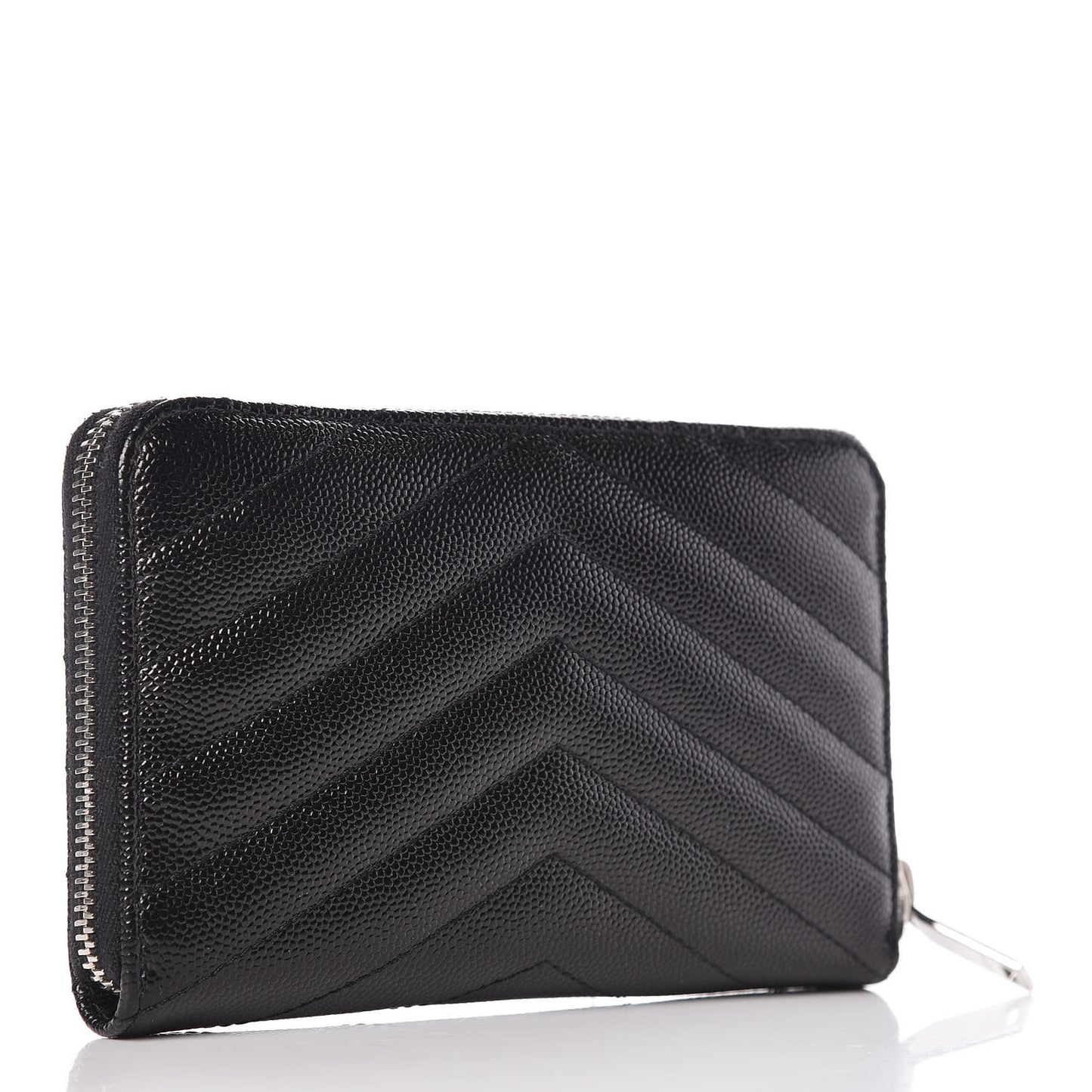 Grain De Poudre Matelasse Chevron Monogram Zip Around Wallet Black