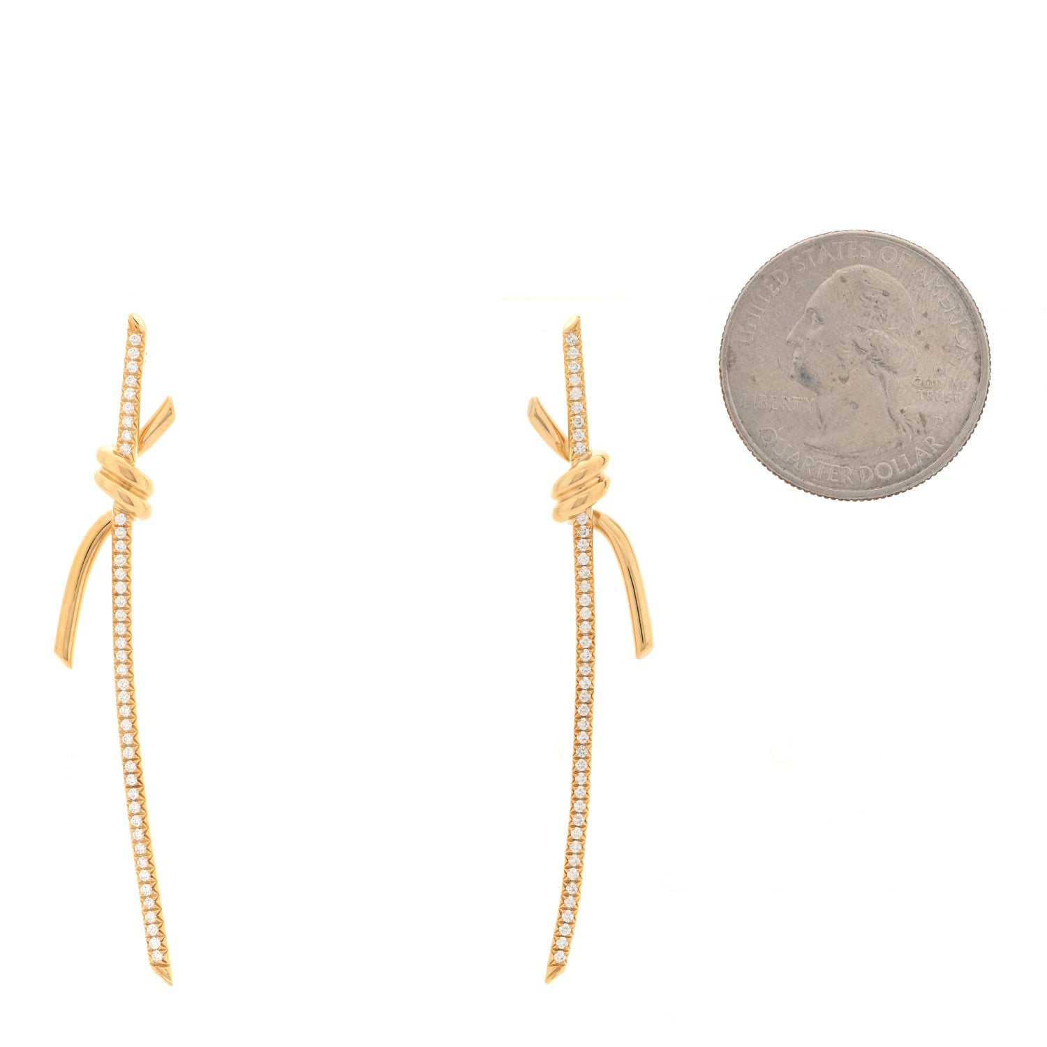 Tiffany 18K Yellow Gold Diamond Tiffany Knot Drop Earrings 2 of 5