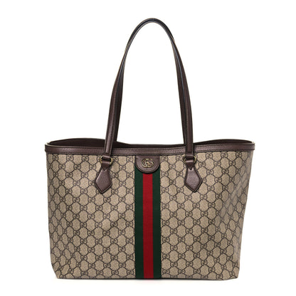 Gucci GG Supreme Monogram Medium Ophidia Shopping Tote Brown 1 of 14