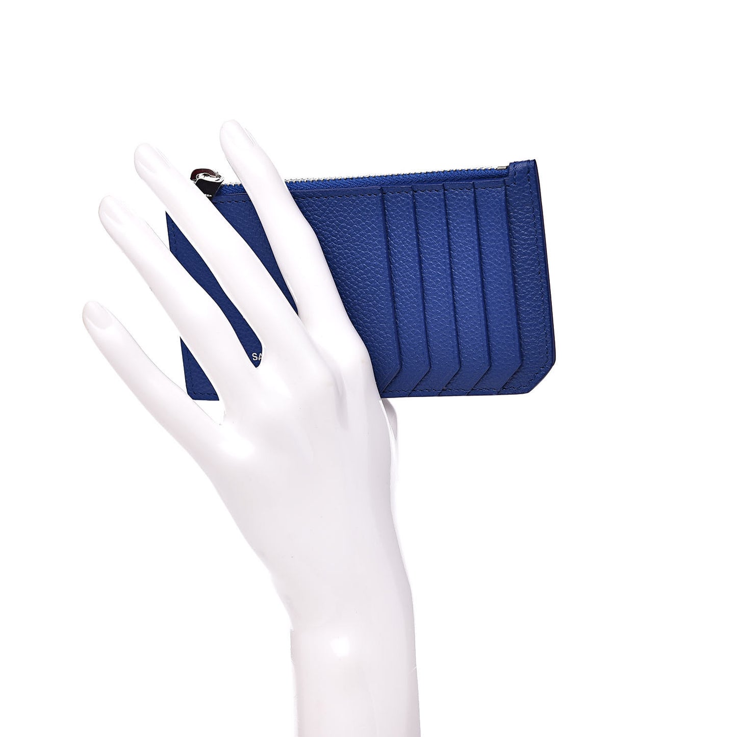 Grained Calfskin 5 Fragments Zip Pouch Card Holder Deep Marjorelle