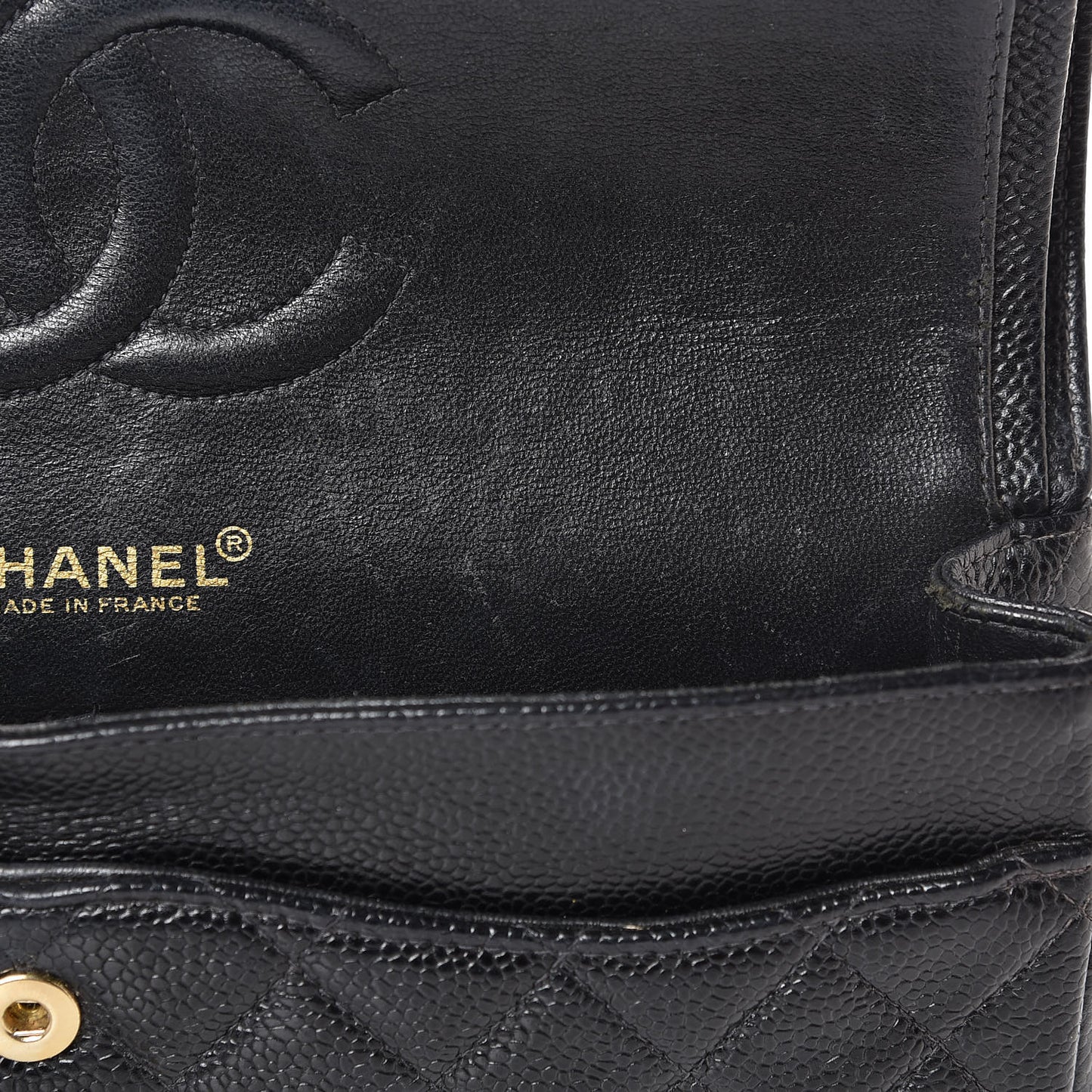 Caviar Quilted Medium Double Flap Black