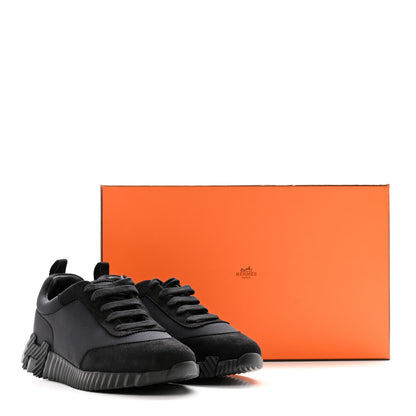 Hermes Technical Jersey Suede Goatskin Bouncing Sneakers 37.5 Black 10 of 10