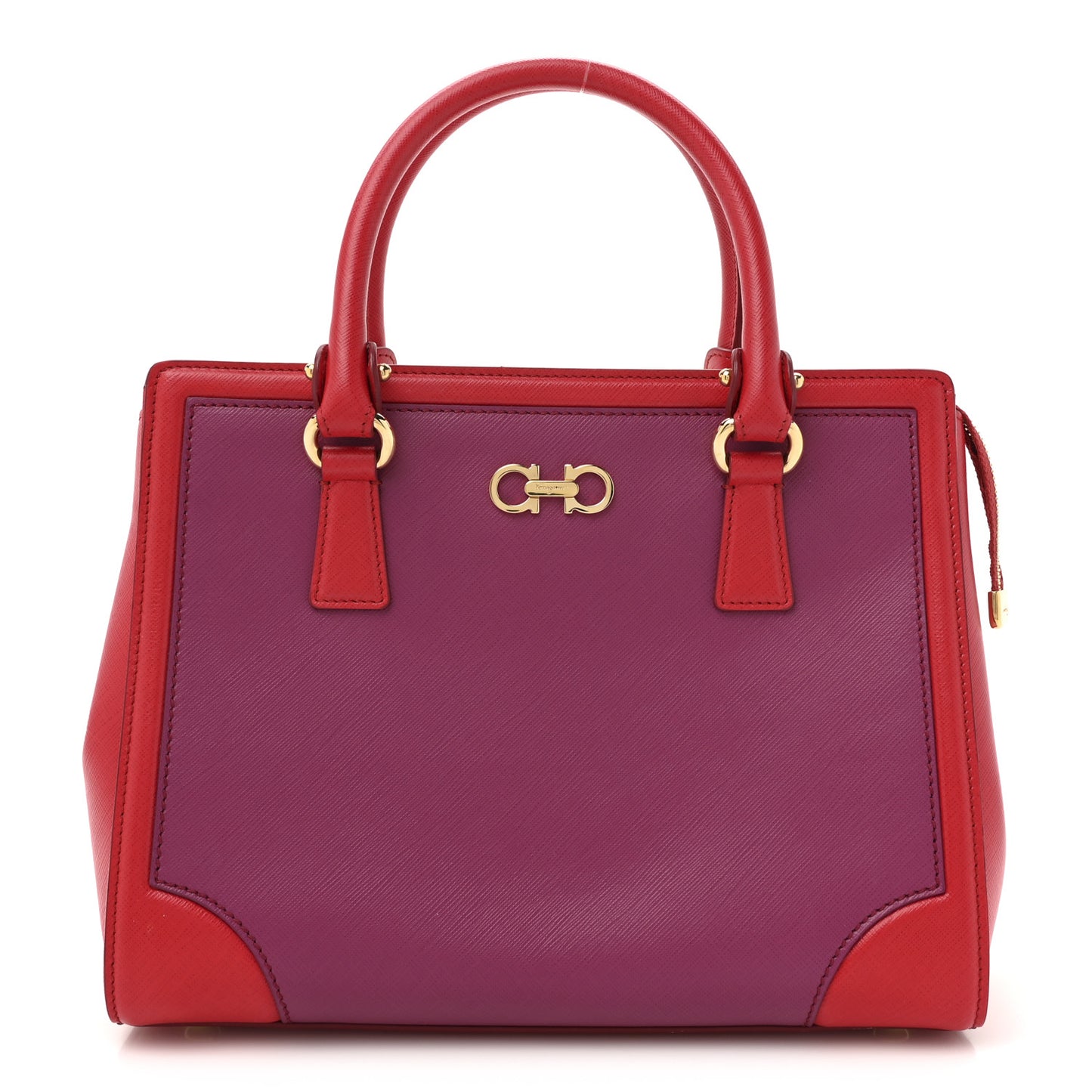Printed Calfskin Gancini Tote Red Purple