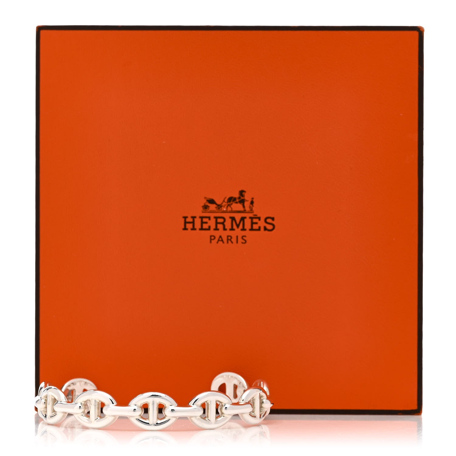Hermes Sterling Silver MM Chaine d'Ancre Enchainee Cuff Bracelet ST 5 of 5
