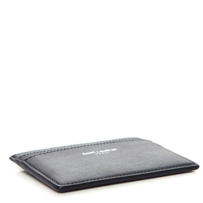 Saint Laurent Calfskin Camouflage Credit Card Case Black Grey 4 of 8