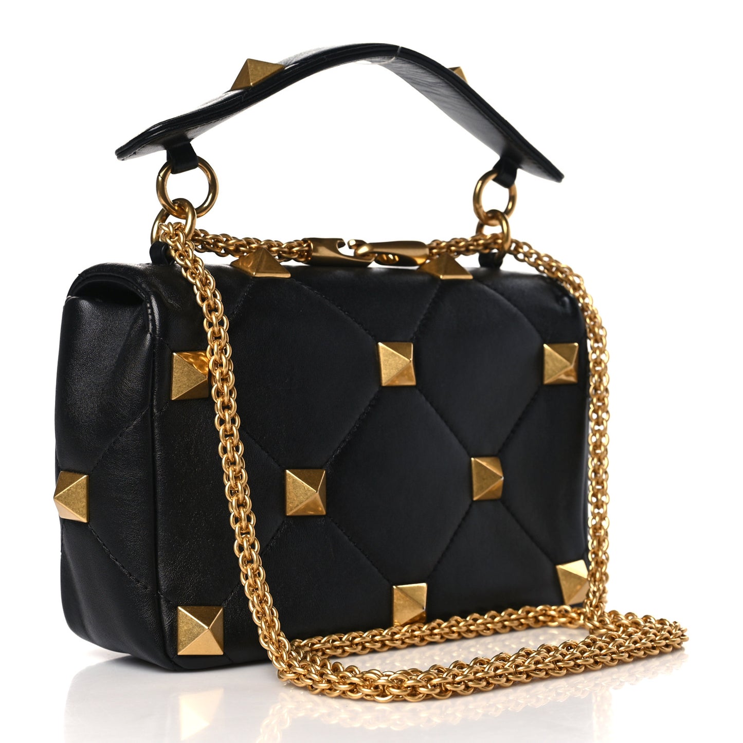 Nappa Medium Roman Stud Shoulder Bag Black