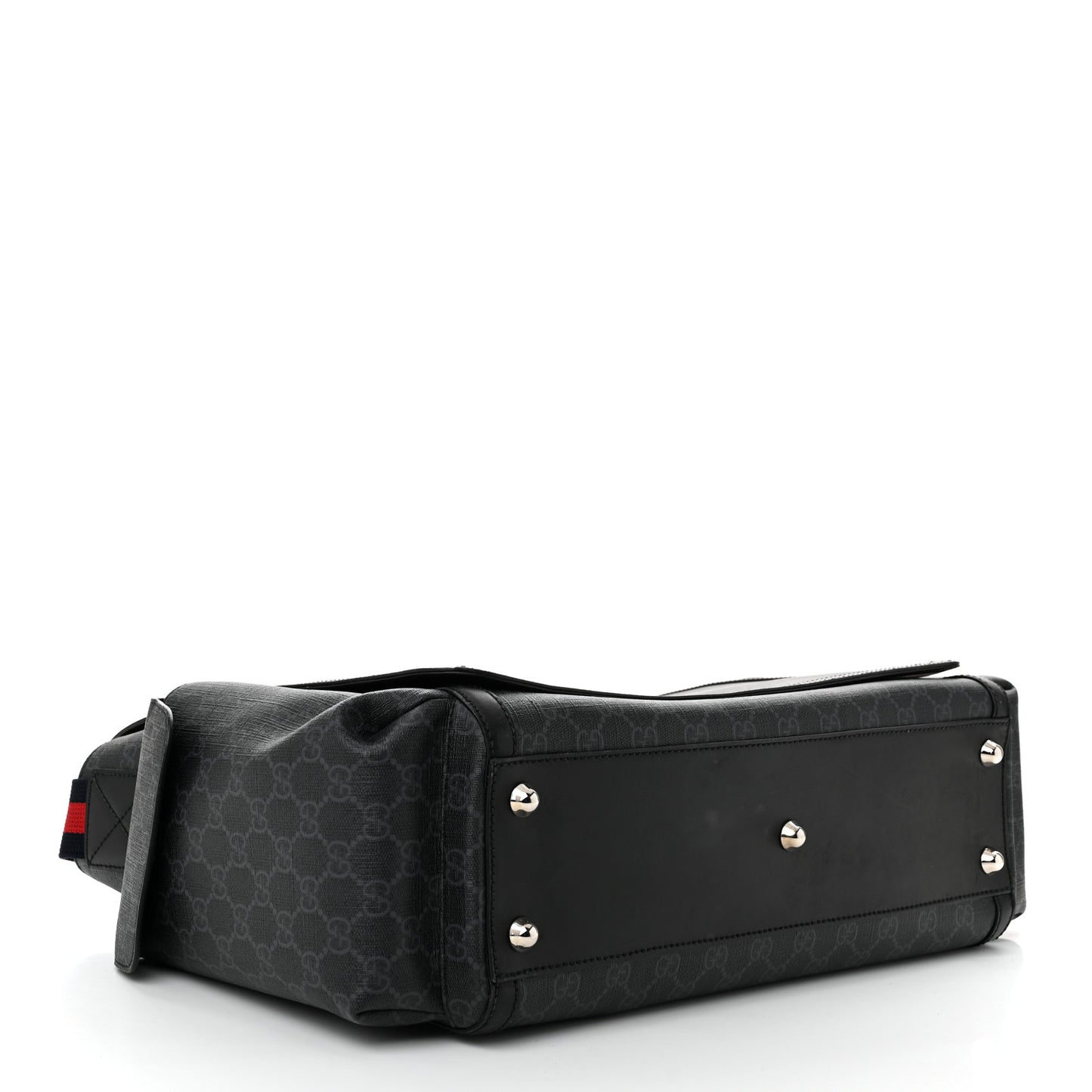 GG Supreme Monogram Web Messenger Diaper Bag Black Grey