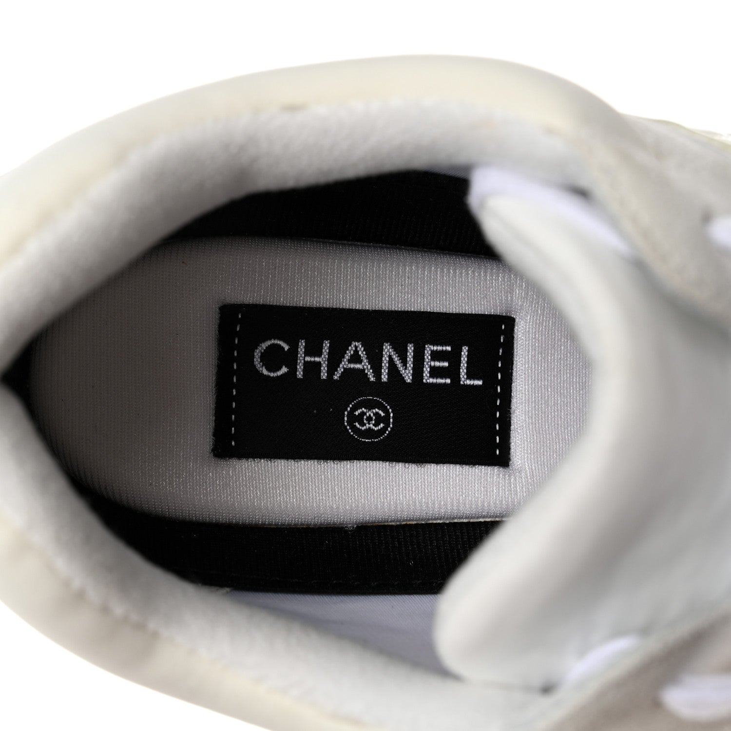 Chanel Suede Calfskin Fabric CC Sneakers 39.5 White 6 of 9
