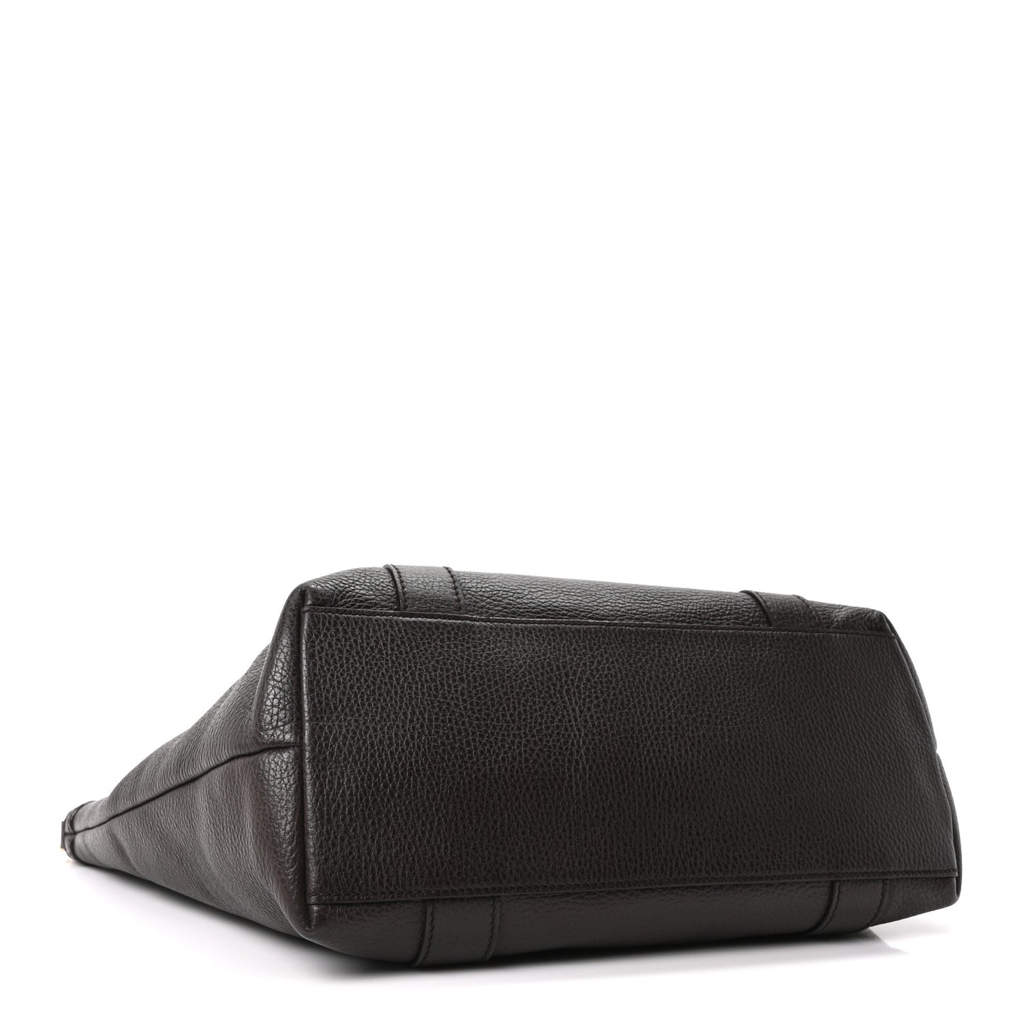 Calfskin Bamboo Top Handle Tote Dark Brown
