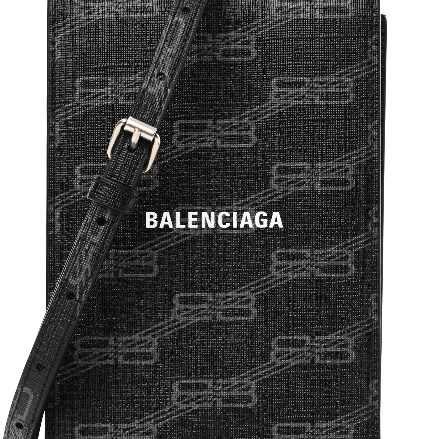 Coated Canvas BB Monogram Signature Phone Holder Bag Black Grey