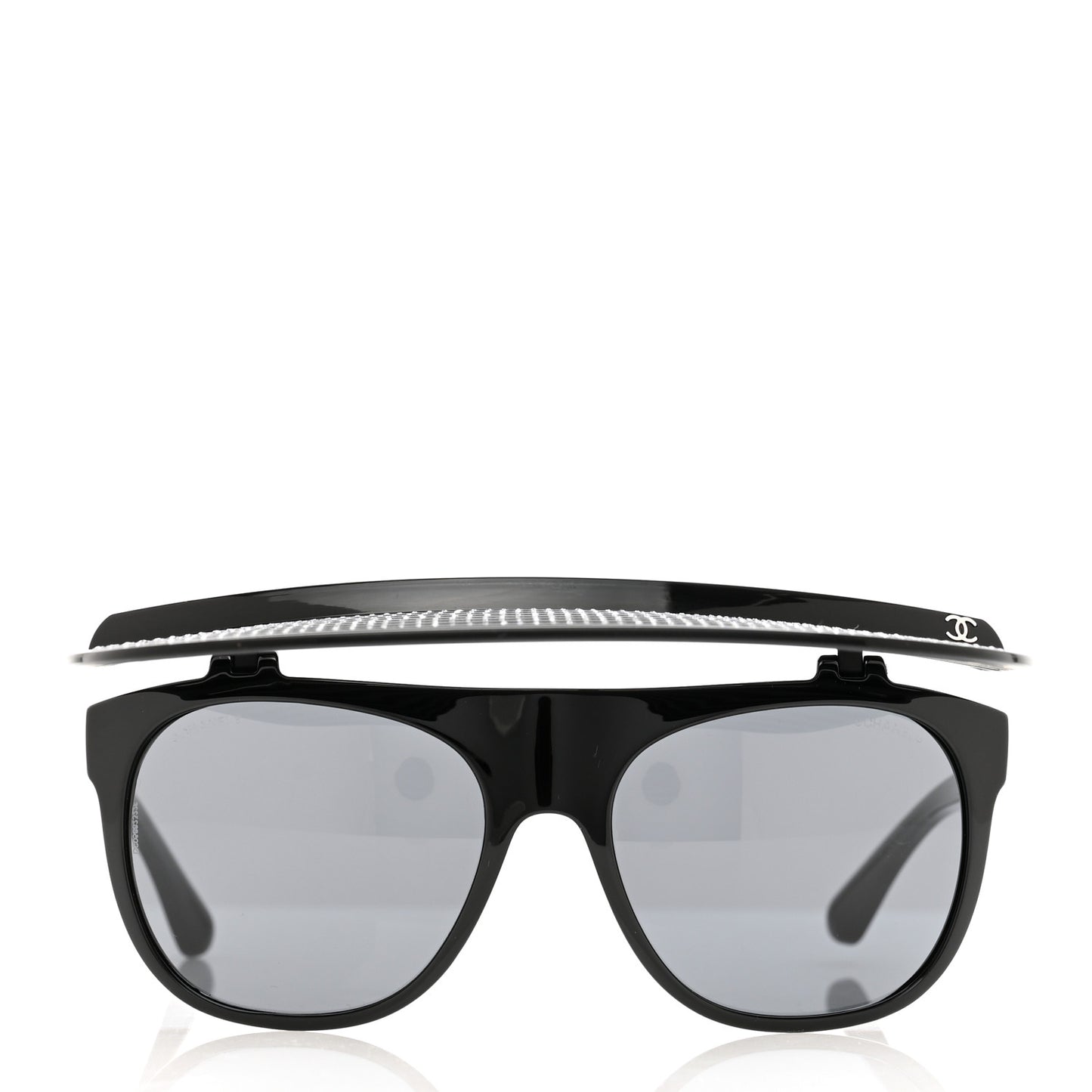Shield Square Crystal Embellished Coco Beach Sunglasses Black Gray