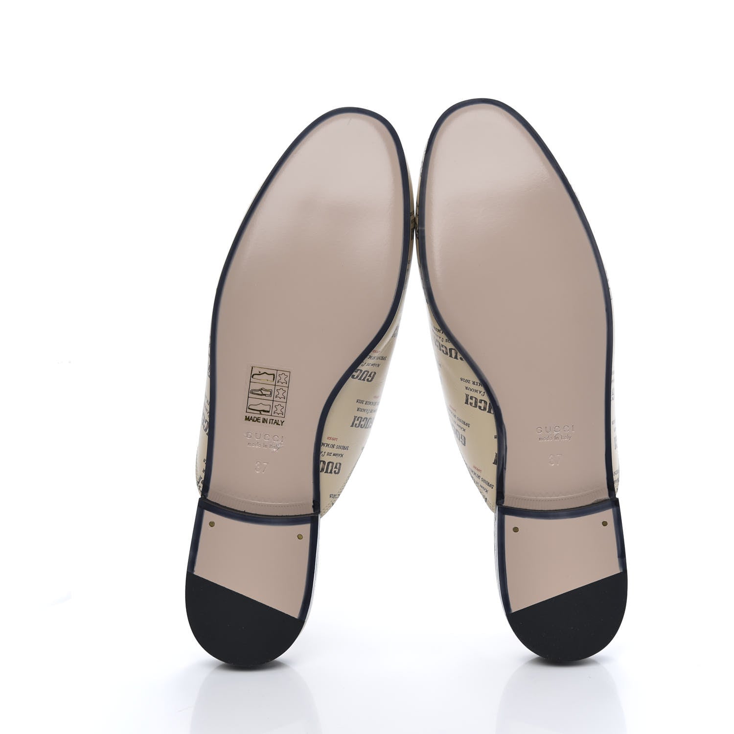Gucci Calfskin Stamp Print Womens Princetown Slippers 37 Soy Black 5 of 9