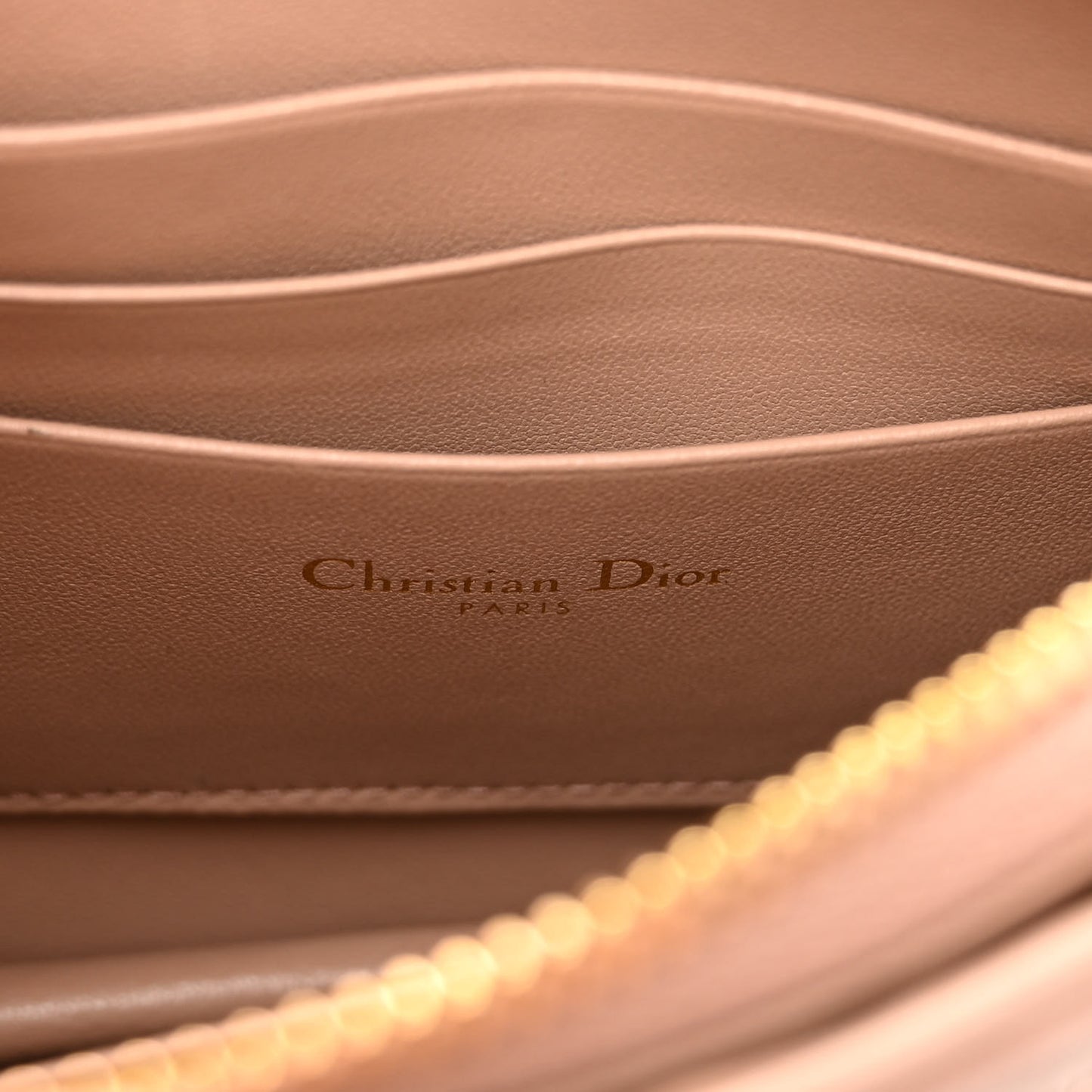 Calfskin Cannage Caro Zipped Pouch With Chain Fard