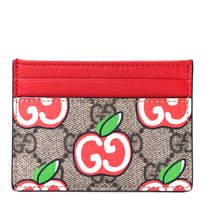 Gucci GG Supreme Monogram Apple Card Holder Beige Multicolor Lobster Red 1 of 6