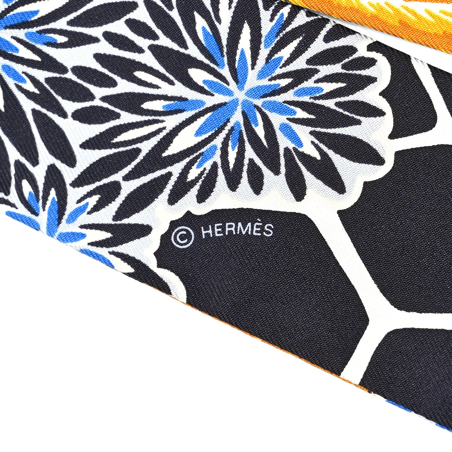 Hermes Silk The Three Graces Twilly Bleu Nuit Gold Black 3 of 4