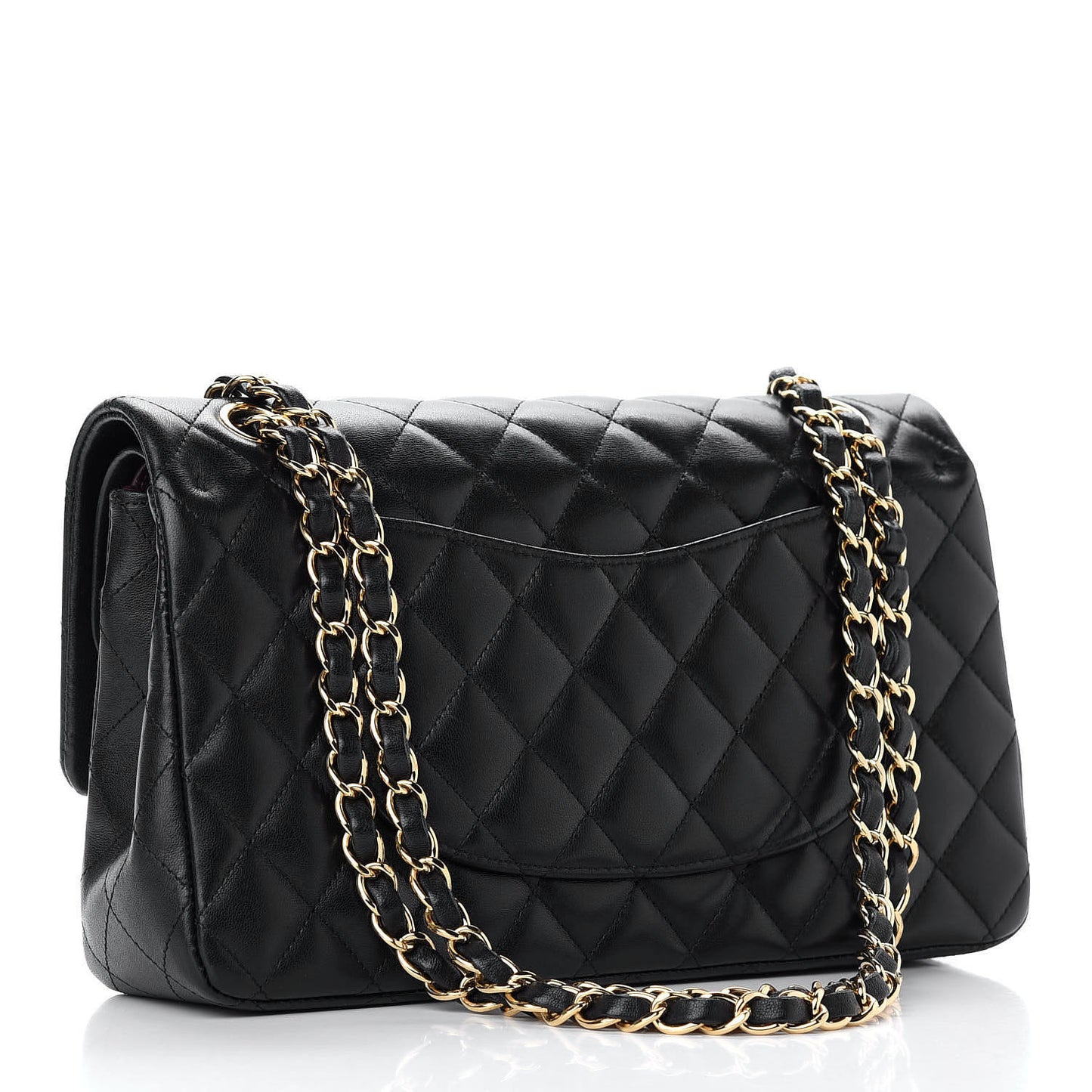 Lambskin Quilted Medium Double Flap Black