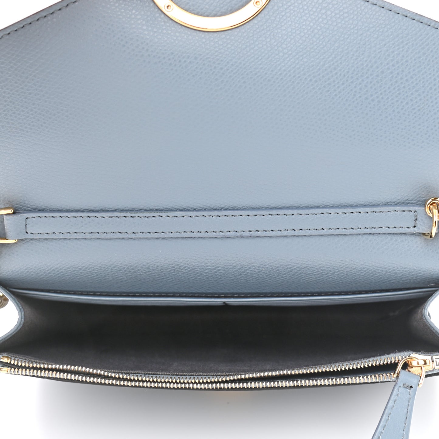 Vitello Cruise F is Fendi Bi-Color FF 1974 Embossed Medium Envelope Wallet On Chain Maya Black Azzurro Merlino