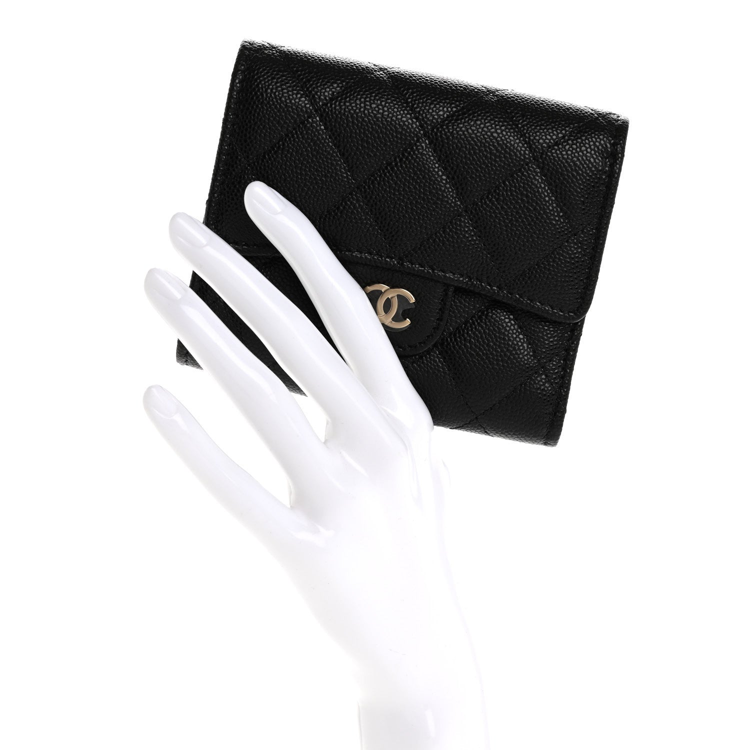 Chanel Caviar Quilted Compact Flap Wallet Black 2 of 9