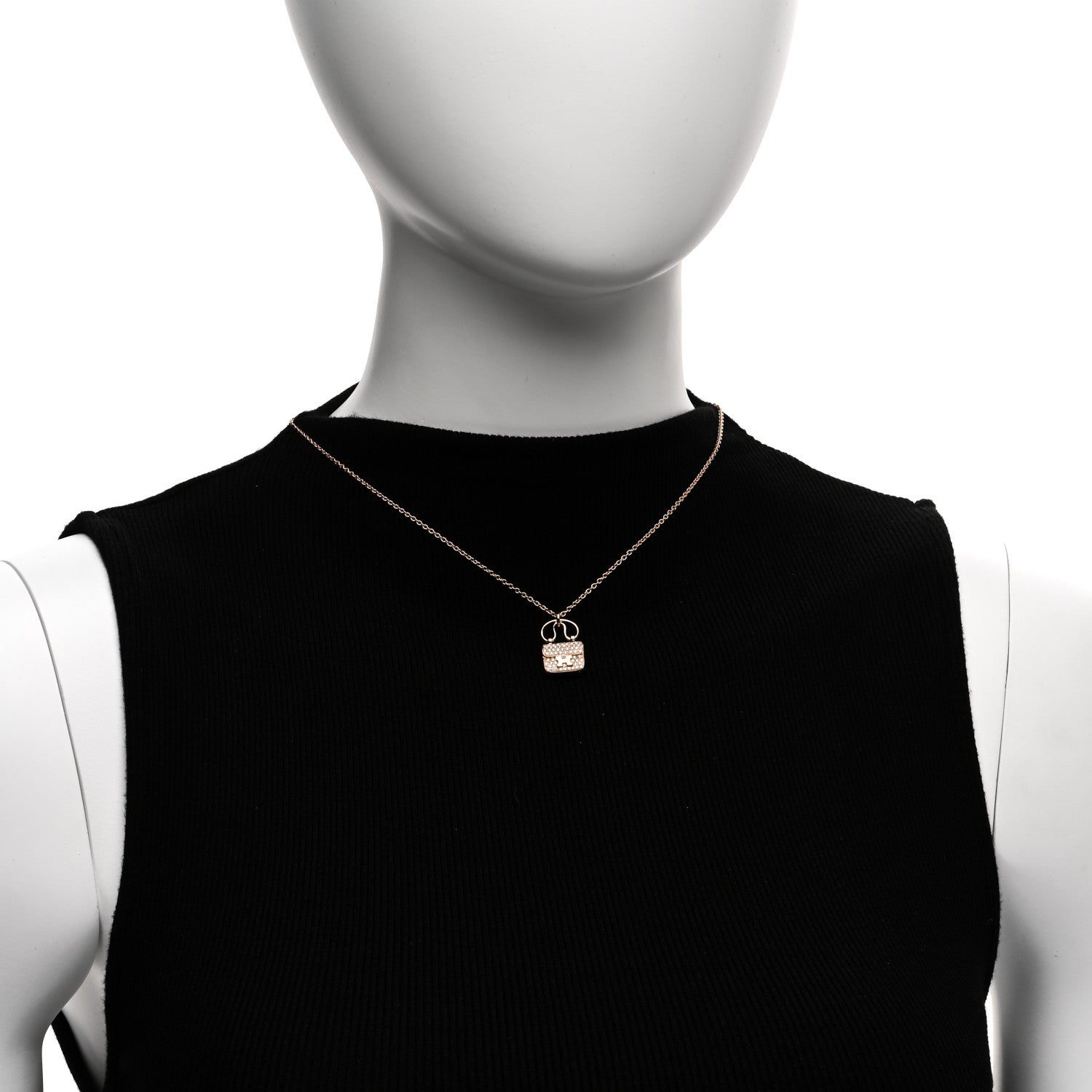 Hermes 18K Rose Gold Diamond Constance Amulette Pendant Necklace 2 of 4