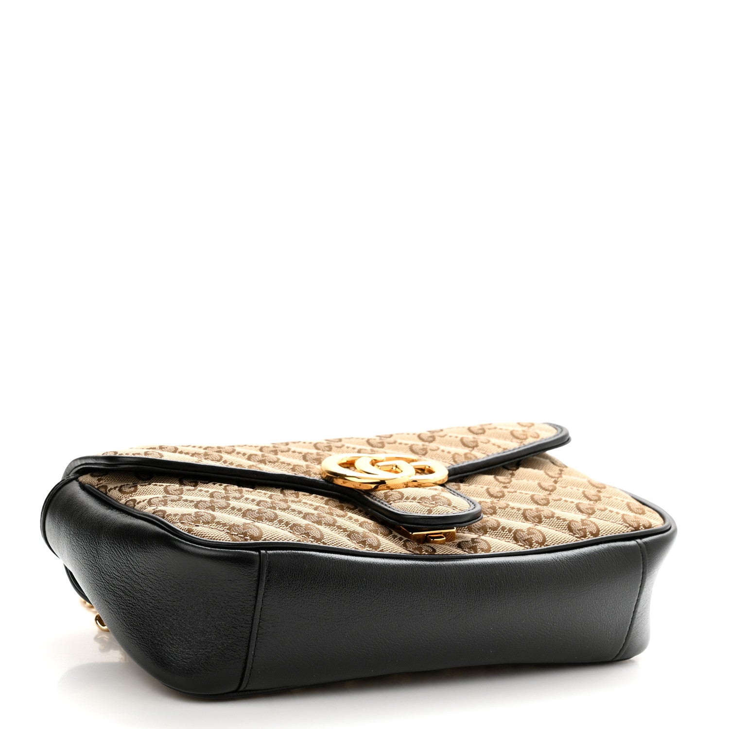 Gucci Monogram Matelasse Diagonal Small GG Marmont Shoulder Bag Beige Black 4 of 10